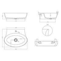 Раковина, , ALDA Wall 01, шгв 580*450*150, отверстия для смесителя-отсутствуют, цвет-белый Salini 140321M