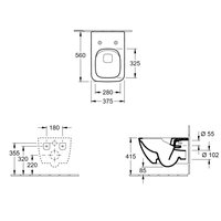 Унитаз, Villeroy&Boch, Venticello, подвесной, шгв 375*560*330, цвет-альпийский белый