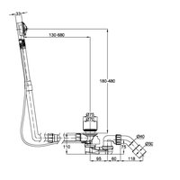 Слив-перелив, Bette, для ванны, длина троса, мм-1070, цвет-хром