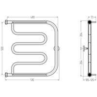 Полотенцесушитель, , Лира+, c 2 полками, шгв 510*105-125*536, цвет-сталь Сунержа 00-4012-5050