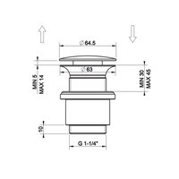Донный клапан, Gessi, Technical Accessories, 1 1/4", диаметр, мм-63,5, для раковины, цвет-хром