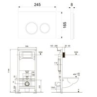 Инсталляция, TECE, TeceSpring V, для унитаза, шгв 506*165*1144, цвет клавиши/панели-черный матовый