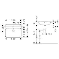 Раковина, , Xuniva D, шгв 450*350*175, отверстия для смесителя-отсутствуют, цвет-белый Hansgrohe 60162450