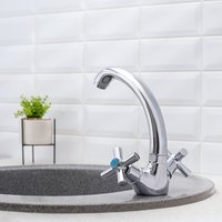 Смеситель для кухни РМС SL138-272F двуручковый с поворотным изливом Хром