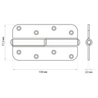 Петля накладная разъемн. прав. 130 мм, желт. цинк Россия 8130252