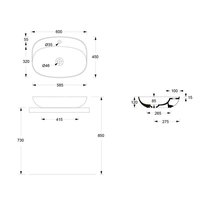 Раковина, , Form, Plan Oval, шгв 600*450*120, отверстия для смесителя-1, Aliglaze+, цвет-черный матовый Alice 22460108