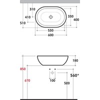 Раковина, Globo, FORTY3, шгв 600*400*180, отверстия для смесителя-отсутствуют, CERASLIDE, BATAFORM, цвет-белый