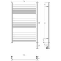 Полотенцесушитель, Сунержа, Модус 3.0, шгв 530*75*920, нижнее справа, МЭМ, цвет-сталь (Steel)