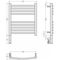 Полотенцесушитель, Сунержа, Богема 3.0, выгнутая, шгв 432*88*624, нижнее слева, МЭМ, цвет-черный матовый