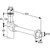 Сифон, Kludi, бутылочный, 1 1/4" х 32, цвет-чёрный матовый