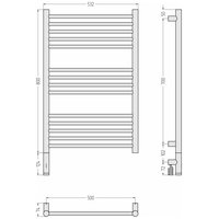 Полотенцесушитель, , Богема 3.1, прямая, шгв 532*74*924, нижнее слева, МЭМ, цвет-чёрный матовый Сунержа 31-6004-8050