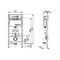 Инсталляция, TECE, TECEbase 2.0, назначение-для унитаза, шгв 500*150*1120