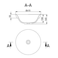 Раковина, Salini Marea шгв 415*415*160 отверстия для смесителя-отсутствуют цвет-белый матовый 1802203M