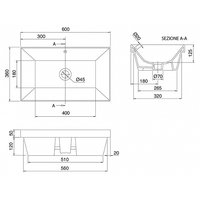 Раковина, Scarabeo Teorema 2.0 шгв 600*360*170 отверстия для смесителя-отсутствуют цвет-белый 5131