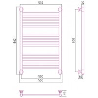 Полотенцесушитель, Сунержа Богема + прямая шгв 550*76*862 цвет-сталь ( без покрытия ) 0002208050