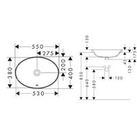 Раковина, , Xuniva D, шгв 550*400*175, отверстия для смесителя-отсутствуют, цвет-белый Hansgrohe 60156450