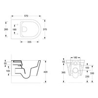 Унитаз, , Hide, подвесной, шгв 370*570*345, Aliglaze+, с сиденьем, с набором для крепления, цвет-белый матовый Alice 31170109SET