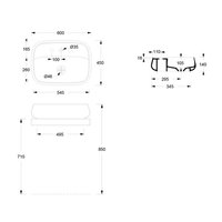 Раковина, , NUR, Plan, шгв 600*450*150, отверстия для смесителя-1, Aliglaze+, цвет-белый Alice 33210101