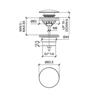 Донный клапан, Almar, для раковин, 1 1/4", цвет-Copper Brushed PVD (ПРОДАЕТСЯ ТОЛЬКО В КОМПЛЕКТЕ С ОСНОВНЫМ ИЗДЕЛИЕМ) (Товар заказной, возврату не подлежит)