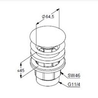 Донный клапан, Kludi, для раковин, 1 1/4", цвет-хром