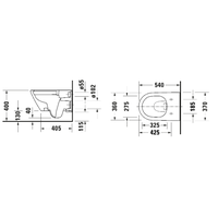 Унитаз, Duravit, D-Neo, подвесной, шгв 370*540*400, сиденье-в комплекте, цвет-белый