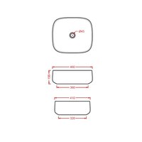 Раковина, Artceram, Cognac Quadro, шгв 460*410*155, отверстия для смесителя-отсутствуют, цвет-белый глянцевый