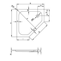 Душевой поддон, Bette, BetteCaro, шгв 900*900*35, цвет-белый