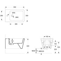 Биде, , Hide, подвесной, шгв 350*550*285, Aliglaze+, с набором для крепления, цвет-черный матовый Alice 31220108SET