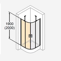 Дверь, Huppe, Design Pure, шв 1000*2000, Black Edition, цвет стекла-прозрачный (для заказа готового душевого ограждения 1/4 круга с двухстворчатой дверью необходимо выбрать 2 шт)