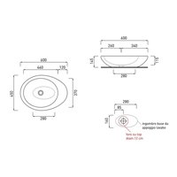 Раковина, CIELO Le Giare шгв 600*450*145 отверстия для смесителя-отсутствуют цвет-Carrara Statuario LGLA60CS