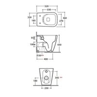 Унитаз, Globo, STONE, приставной, шгв 360*520*430, CERASLIDE, BATAFORM, цвет-белый
