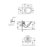 Унитаз, Globo, FORTY3, подвесной, шгв 360*520*330, CERASLIDE, BATAFORM, цвет-белый