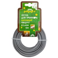 Леска для триммера Gold алюминий "квадрат" 2,4мм*15м Polyagro 7704634