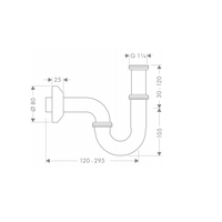 Сифон, Hansgrohe, для раковины, трубчатый, 1 1/4", цвет-хром