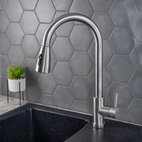 Смеситель для кухни РМС SUS124-017F-2 с вытяжным изливом Нержавеющая сталь