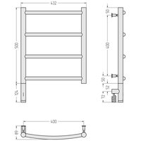 Полотенцесушитель, Сунержа, Галант 3.0, шгв 432*89*624, нижнее слева, МЭМ, цвет-тёмный титан муар