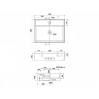 Раковина, Scarabeo Teorema 2.0 шгв 600*460*145 отверстия для смесителя-1 цвет-Sand 510552