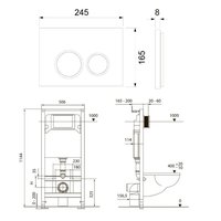 Инсталляция, TECE, TeceSpring R, для унитаза, шгв 506*165*1144, цвет клавиши/панели-черный матовый