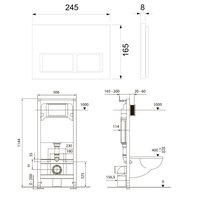 Инсталляция, TECE, TeceSpring R, для унитаза, шгв 506*165*1144, цвет клавиши/панели-хром глянцевый