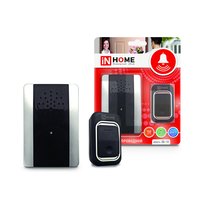 Звонок беспроводной ЗБ-10 38 мелодий с регулировкой звука, подсветкой, 150м цифровым кодированием с кнопкой IP44 СЕРЕБРЯНО-ЧЕРНЫЙ IN HOME 4690612013381