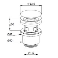 Донный клапан, Kludi, для раковин, 1 1/4", цвет-черный матовый