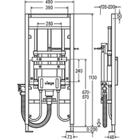 Инсталляция для раковины, Viega, Eco Plus, шгв 490*200*1130