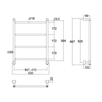 Полотенцесушитель, Margaroli, Mini, 3-582, шгв 520*100*667, Box справа, цвет-хром