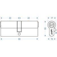 Цилиндр. механизм, ключ-ключ,цвет:золото,80 мм Pobedit Pobedit 8127080