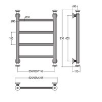 Полотенцесушитель, Margaroli, Capitelli, 2-952J, шгв 565*110*835, Box справа, цвет-хром