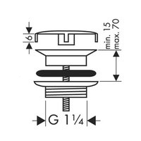 Донный клапан, Hansgrohe, для раковин, 1 1/4", хром