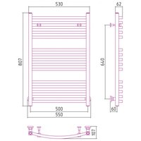 Полотенцесушитель, Сунержа, Аркус, шгв 550*107*807, диагональное/нижнее/вертикальное, цвет-RAL 3020 Транспортный красный