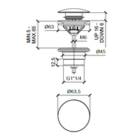 Донный клапан, Almar, для раковин, 1 1/4", цвет-хром (ПРОДАЕТСЯ ТОЛЬКО В КОМПЛЕКТЕ С ОСНОВНЫМ ИЗДЕЛИЕМ) (Товар заказной, возврату не подлежит)