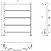 Полотенцесушитель, , Галант 4.0, шгв 532*112*600, нижнее слева, МЭМ, цвет-тёмный титан муар Сунержа 15-0830-6050