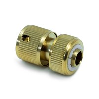 Соединитель латунный для шланга 1/2, быстросъемный с аквастопом Polyagro 7577140